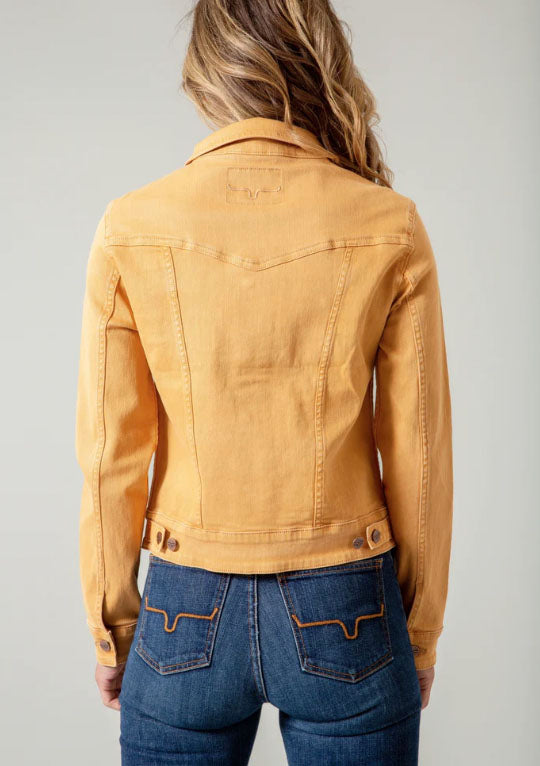 Unique Bargains Women's Jean Jacket Frayed Button Up Washed Cropped Denim  Jackets M Mustard - Walmart.com