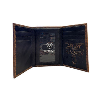 Ariat Men's Trifold Croc Pattern & Floral Embossed Wallet