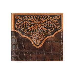 Ariat Men's Bifold Croc Pattern & Floral Embossed Wallet