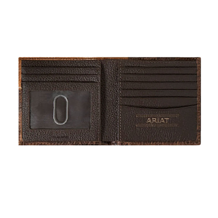 Ariat Men's Bifold Croc Pattern & Floral Embossed Wallet