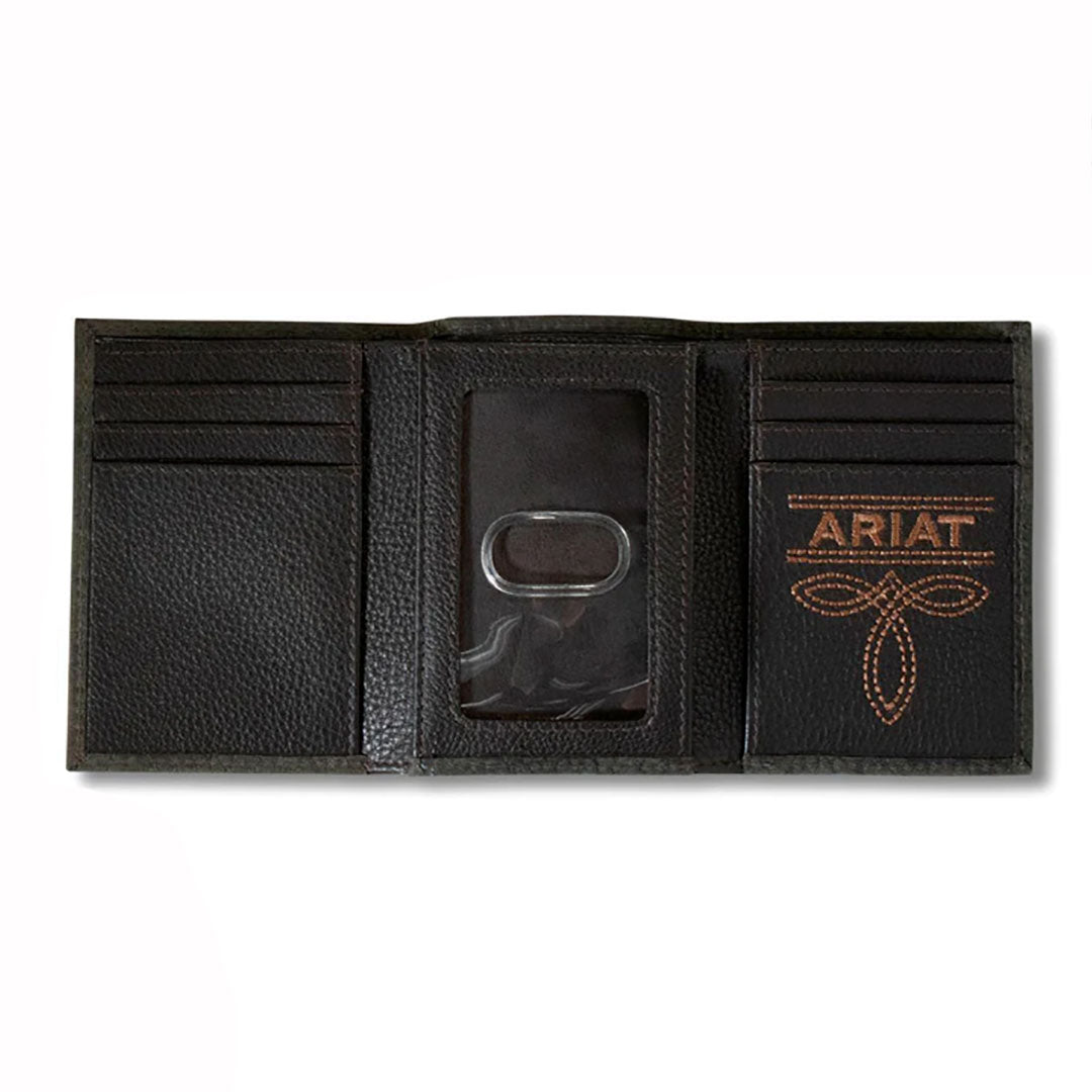 Ariat Trifold Crazy Horse Ariat Embroidered Logo Wallet