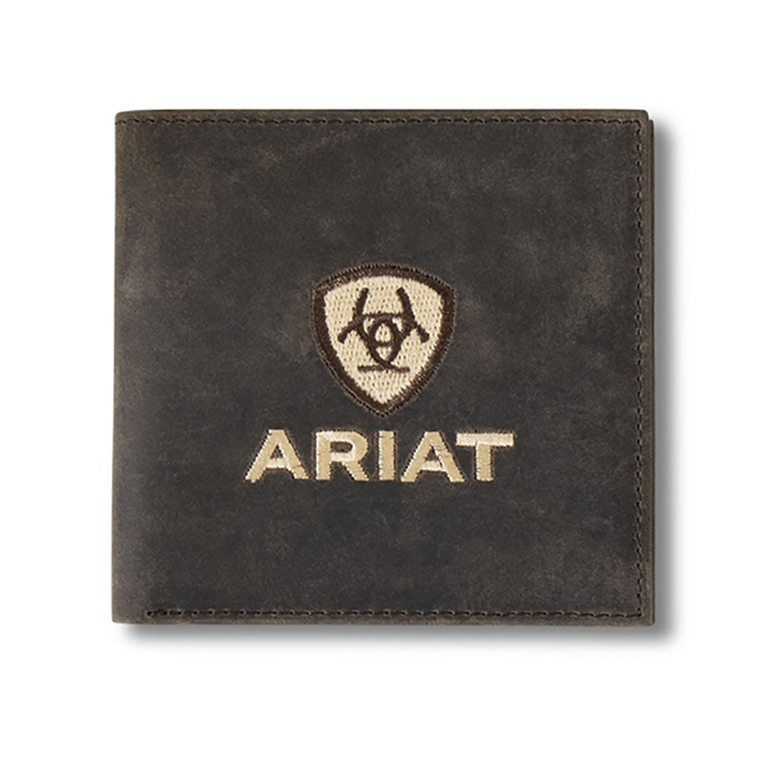 Ariat Men's Bifold Crazy Horse  Ariat Embossed Logo Wallet