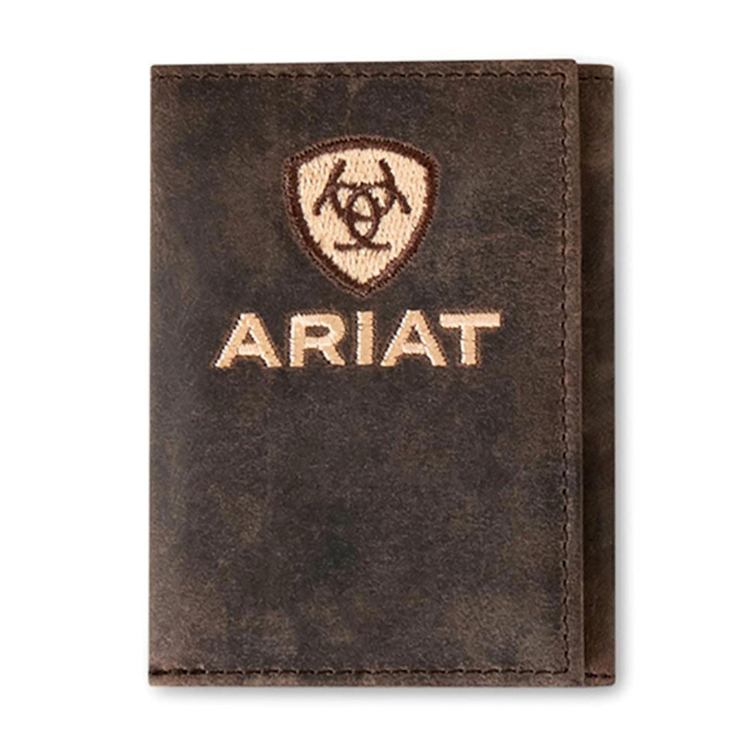 Ariat Trifold Crazy Horse Ariat Embroidered Logo Wallet