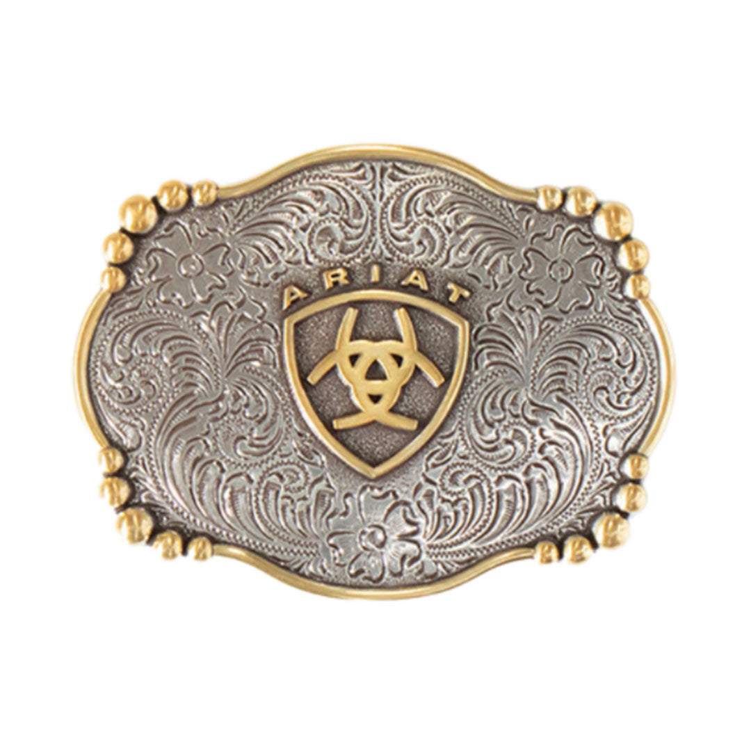 Ariat Rectangle  Smooth Edge Floral Belt Buckle