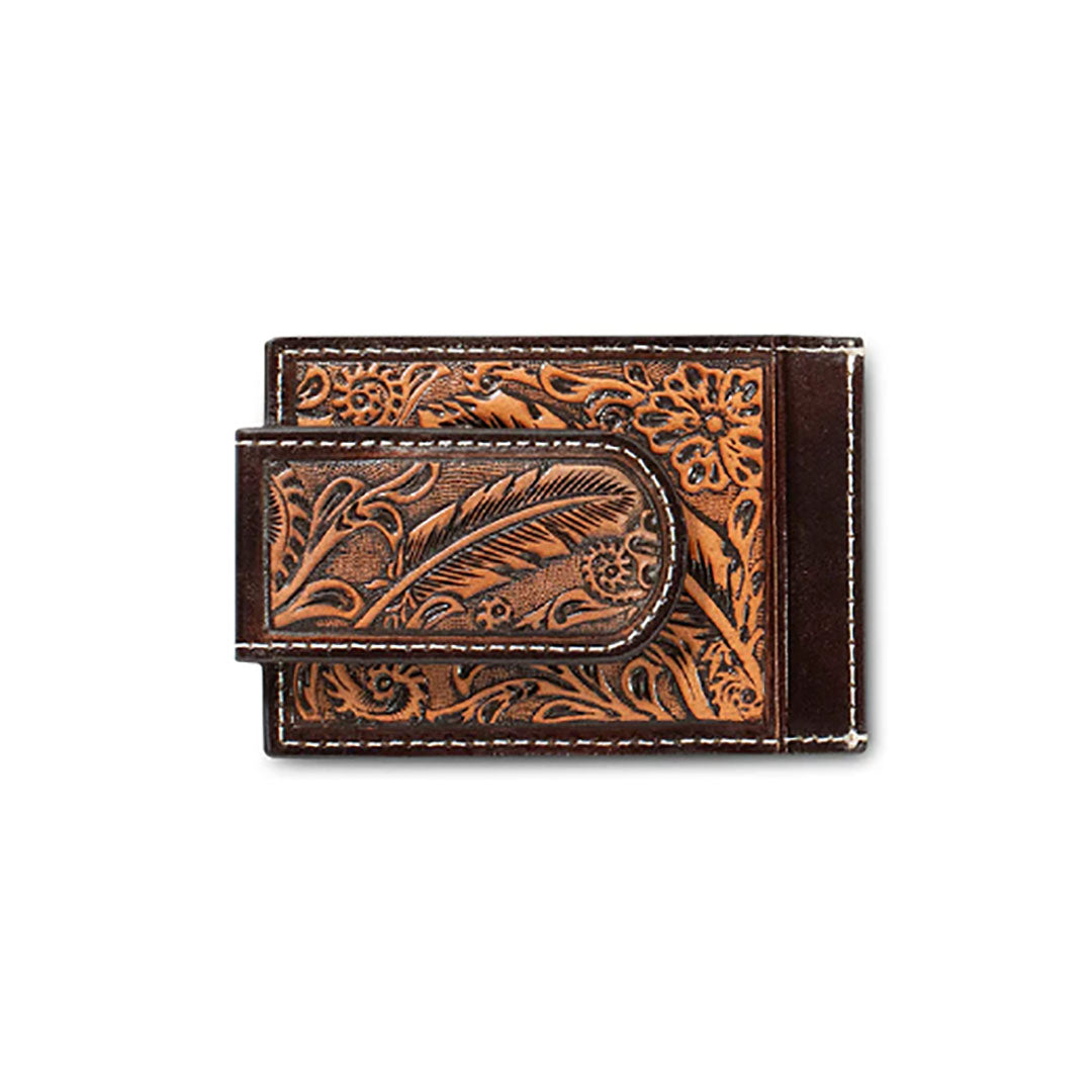 Ariat Feather Embossed Money Clip Wallet
