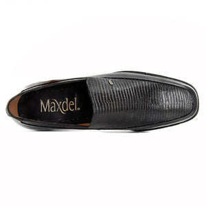 Maxdel Men's Goat Skin Lizard Print Leather  Shoes