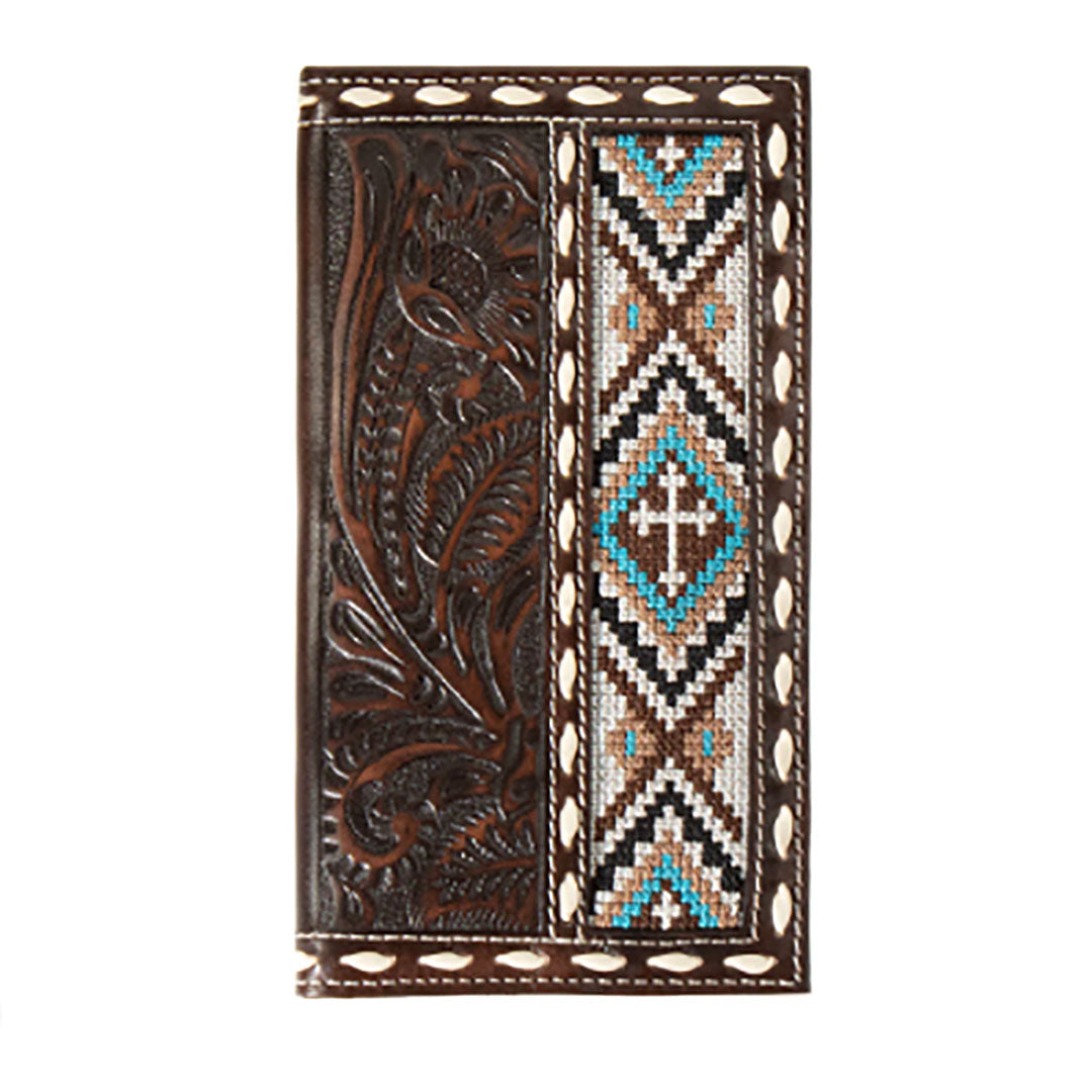 Nocona Floral Embossed Cross Embroidered Rodeo Wallet