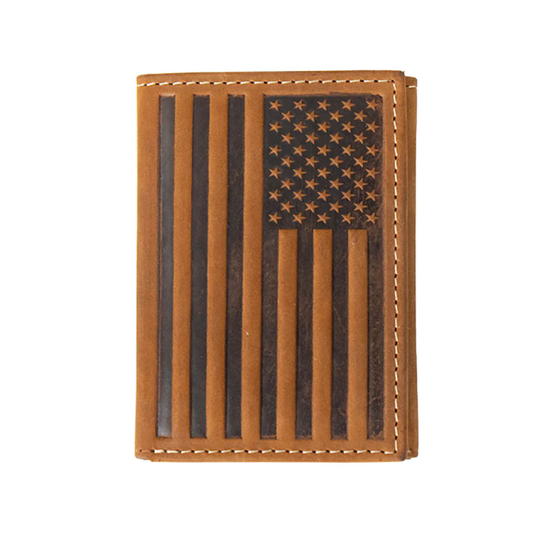 Nocona Trifold Embossed Flag Rodeo Wallet