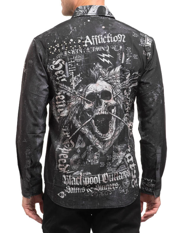 Affliction Men's Brentwood Long Sleeve Woven Shirt - Black