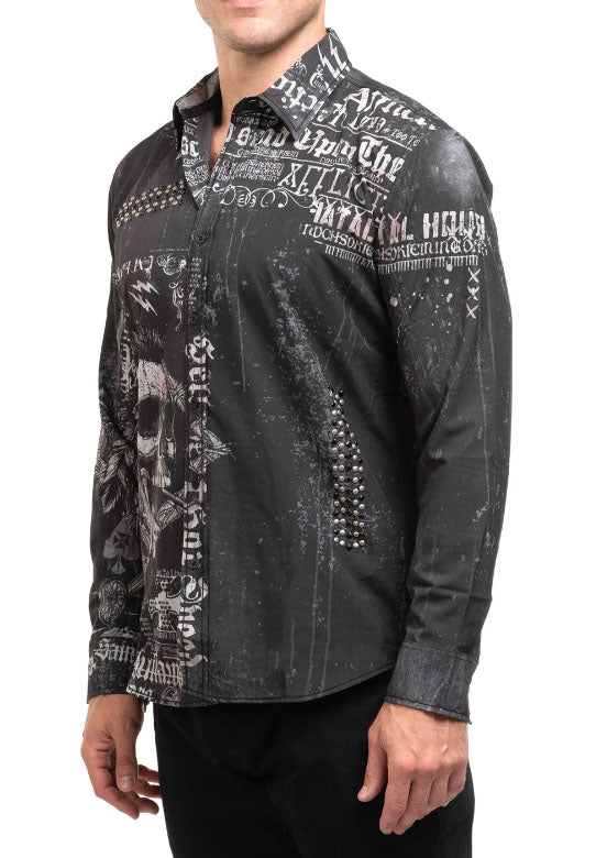 Affliction Men's Brentwood Long Sleeve Woven Shirt - Black