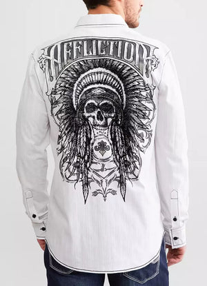 Affliction Men's Ethereal Long Sleeve Woven Shirt - White