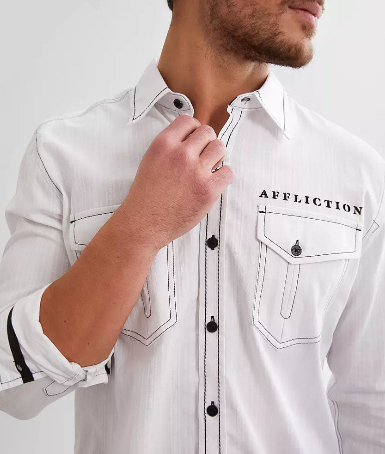 Affliction Men's Ethereal Long Sleeve Woven Shirt - White