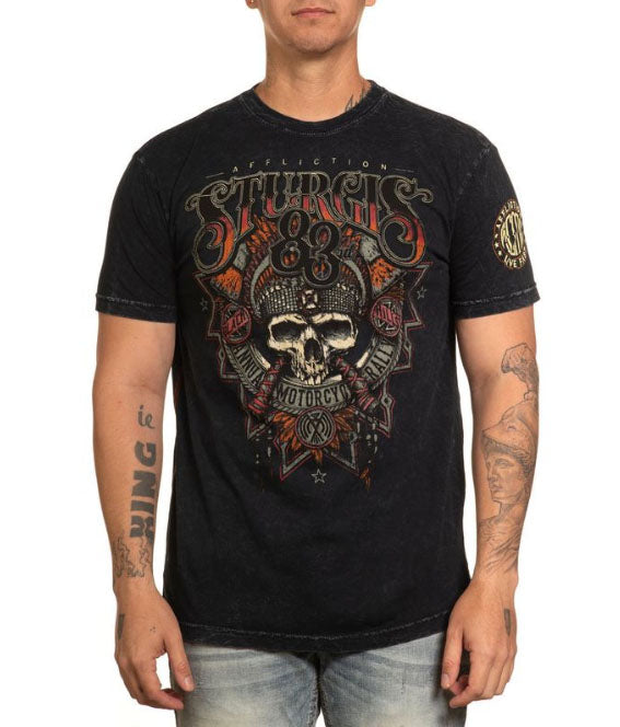 Affliction Sturgis 83 Short Sleeve Tee T-Shirt - Black Lava Wash