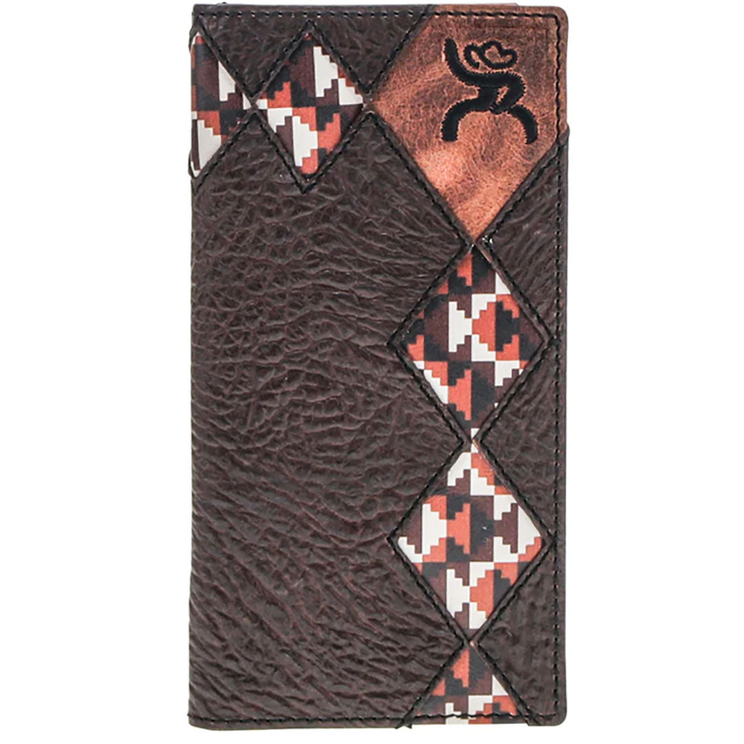 Hooey Tahonta Roughy Tan, Brown & Grid Pattern Diamond Patchwork Leather Rodeo Wallet