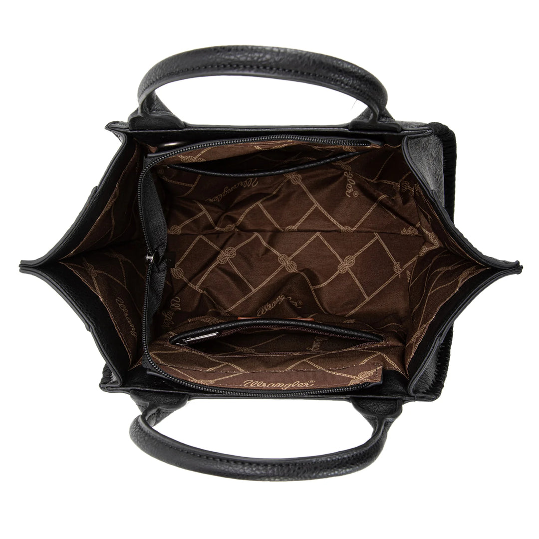 Wrangler Embroidered Trapezoid Concealed Carry Tote/Crossbody -Black