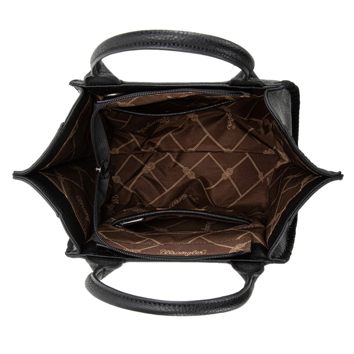 Wrangler Embroidered Trapezoid Concealed Carry Tote/Crossbody -Black
