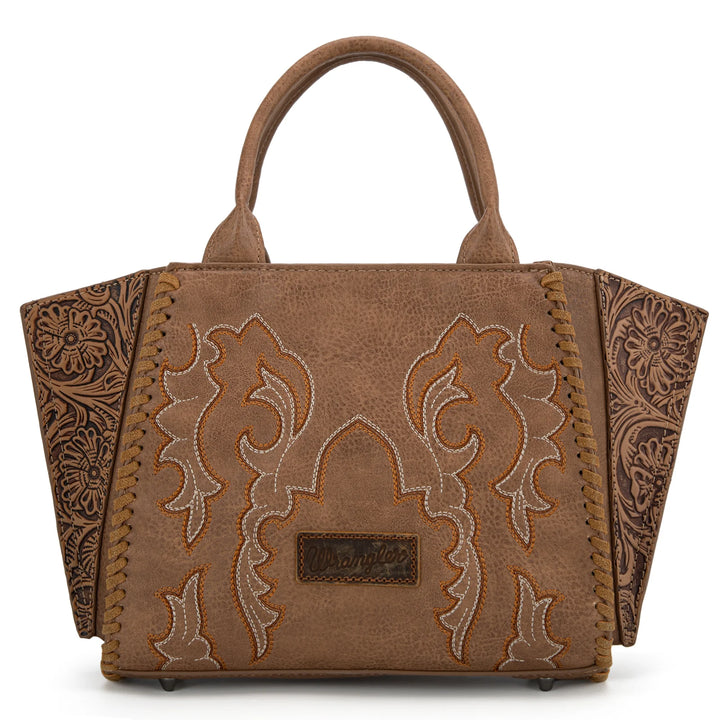 Wrangler Embroidered Trapezoid Concealed Carry Tote/Crossbody -Khaki