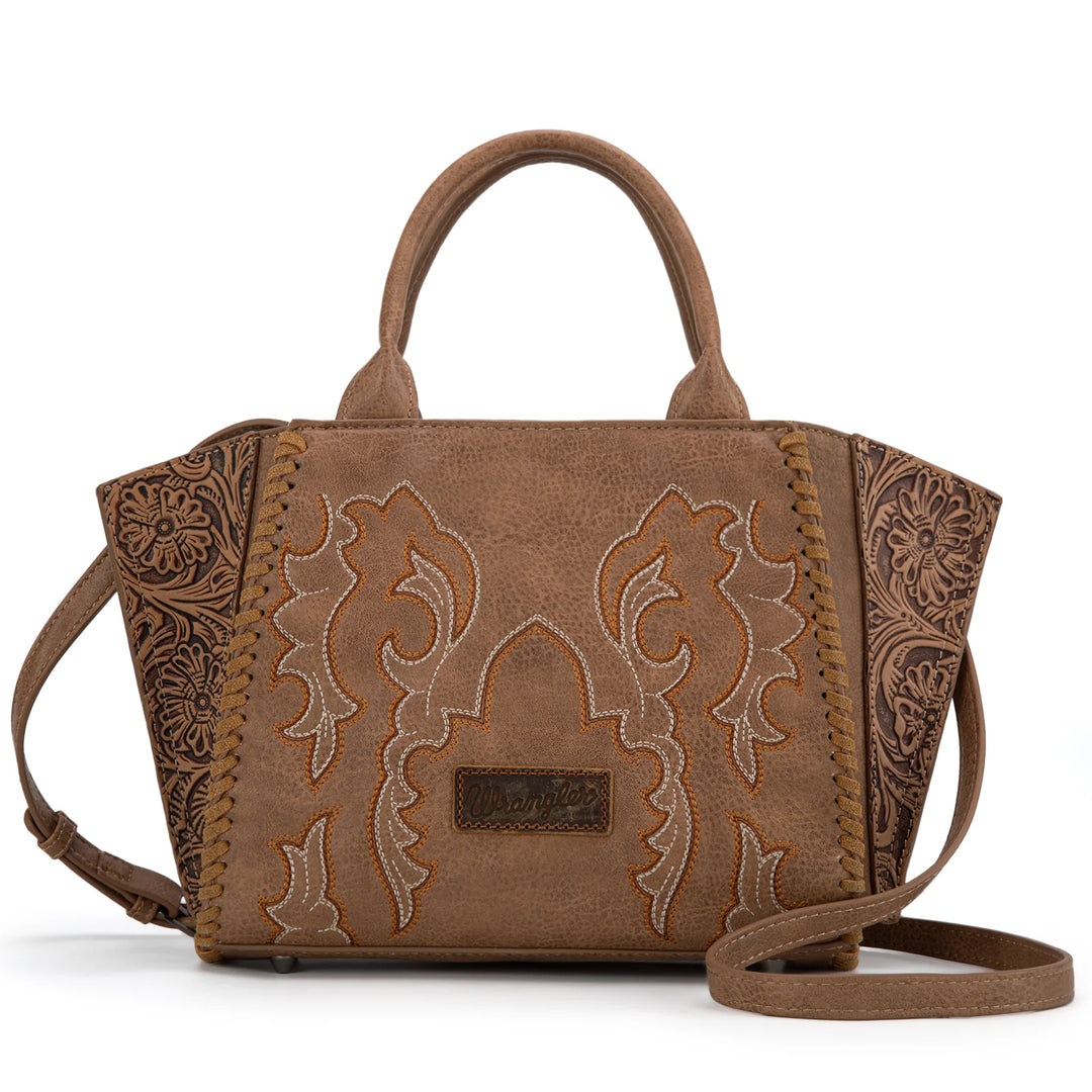 Wrangler Embroidered Trapezoid Concealed Carry Tote/Crossbody -Khaki