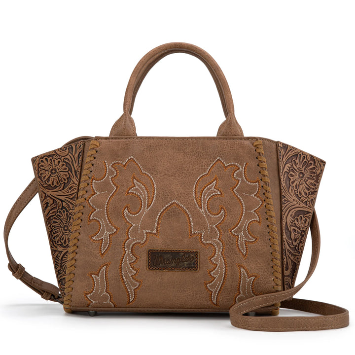 Wrangler Embroidered Trapezoid Concealed Carry Tote/Crossbody -Khaki
