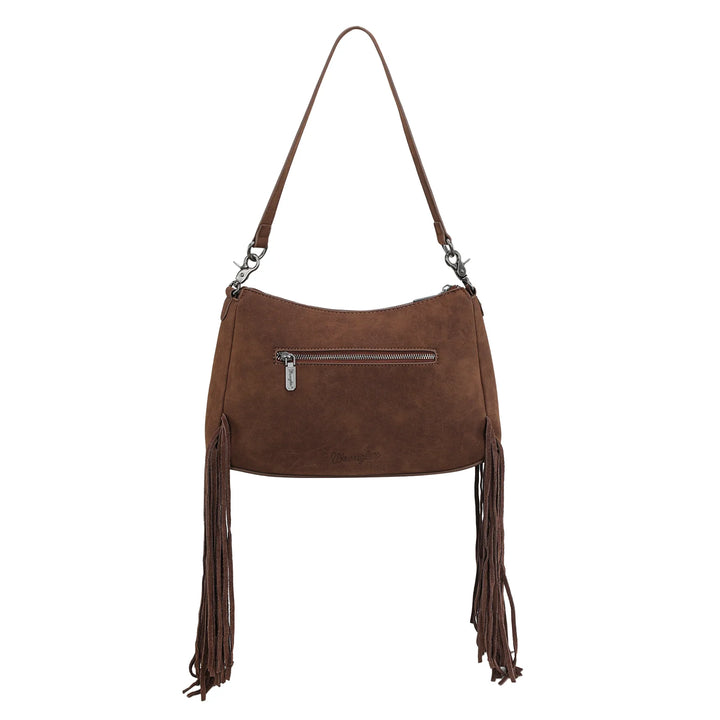 Wrangler Fringe Buckle Hobo Bag/Crossbody Bag-Coffee