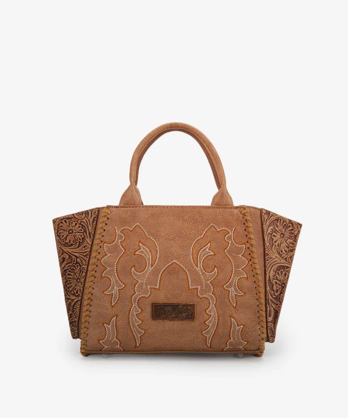 Wrangler Embroidered Trapezoid Concealed Carry Tote/Crossbody -Khaki