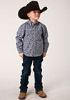 Roper Boys Long Sleeve Amarillo Print Button Shirt - Crystal Medallion