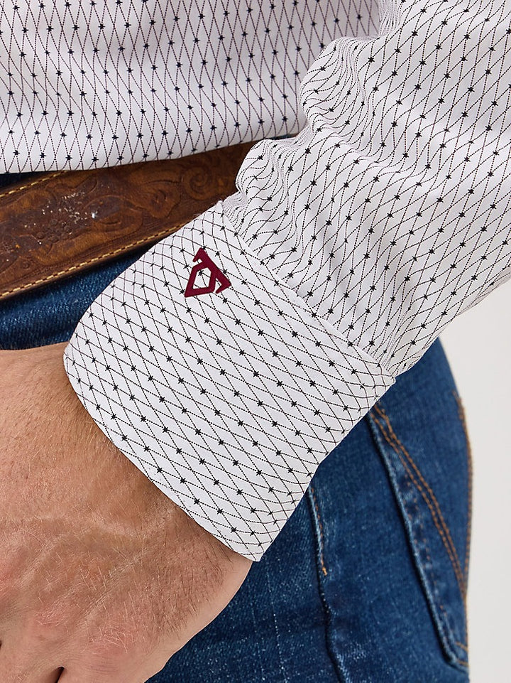 Wrangler Men's Cody Johnson One Pocket Button Down Shirt - White Crossbar