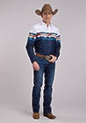 Roper Men's Long Sleeve Snap Scene Border Print Shirt - Sunset Border