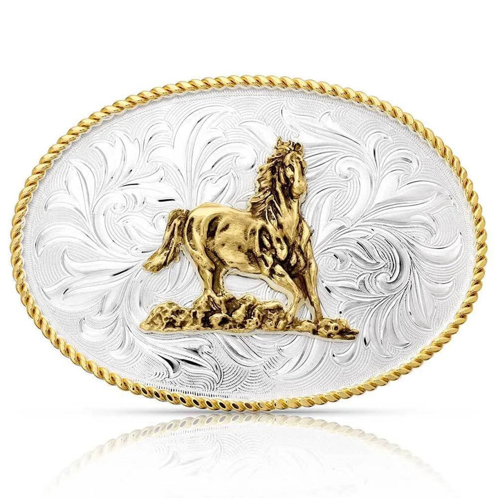 Montana Silversmiths Rosebud Legacy Buckle with Galloping Horse