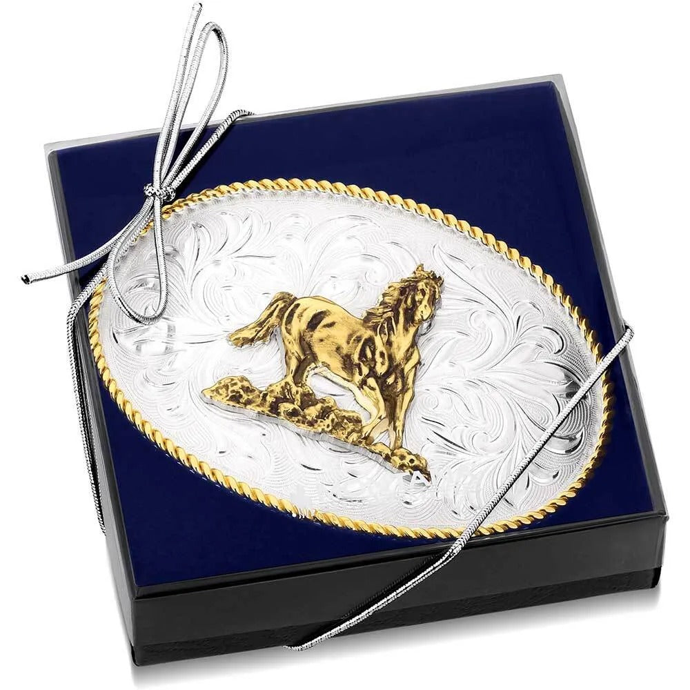 Montana Silversmiths Rosebud Legacy Buckle with Galloping Horse