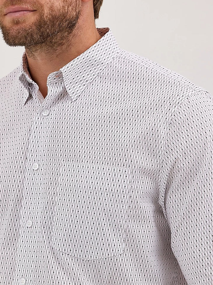 Wrangler Men's Cody Johnson One Pocket Button Down Shirt - White Crossbar