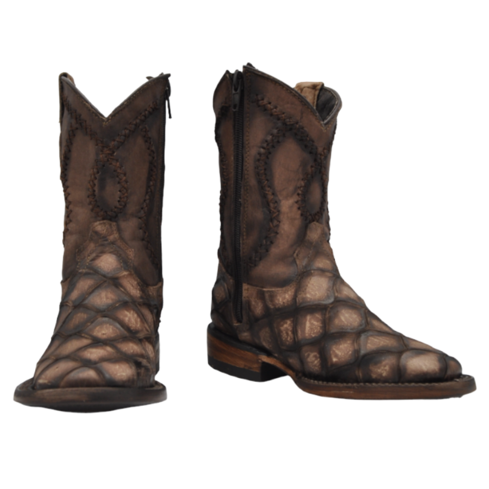 Gavel Kid's Fish Skin Print Chocolate Boot