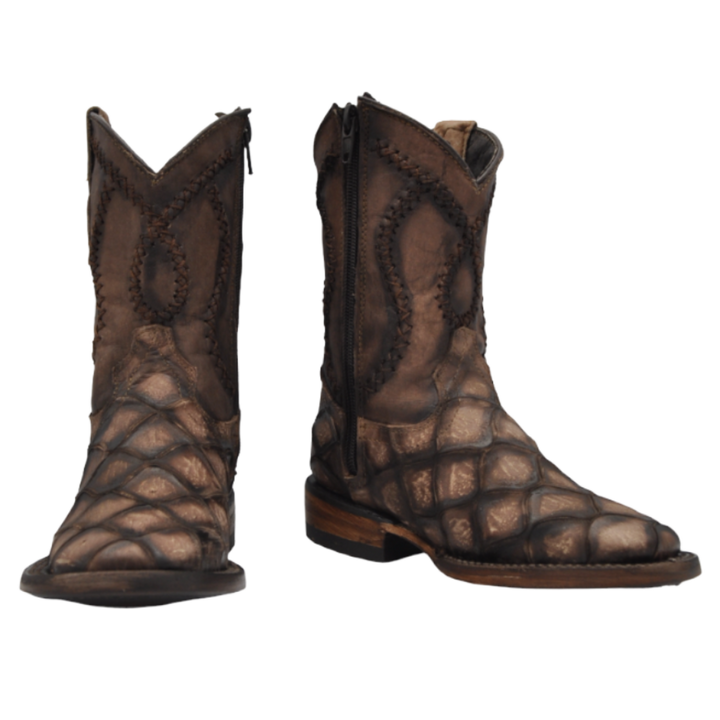 Gavel Kid's Fish Skin Print Chocolate Boot