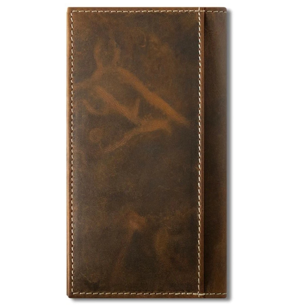 Ariat Mens Rodeo Style Wallet Boot Stitch Overlay Brown Wallet