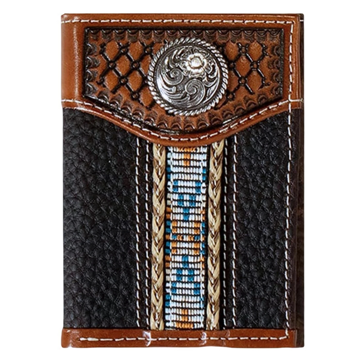 Ariat Trifold Wallet Woven Southwestern Brown Wallet