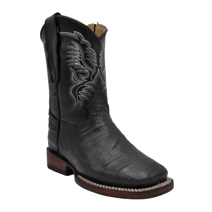 Gavel Kid's Caiman Belly Print Black Boot