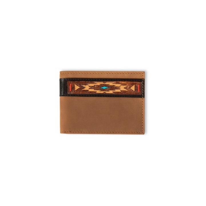 Ariat Mens Bifold Style Wallet Southwestern Aged Bark Wallet