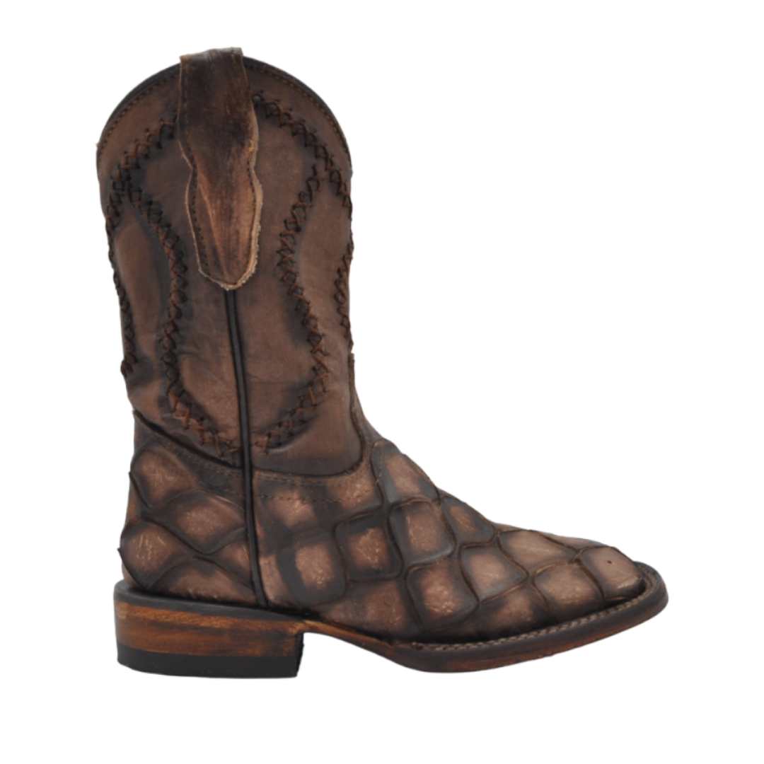 Gavel Kid's Fish Skin Print Chocolate Boot