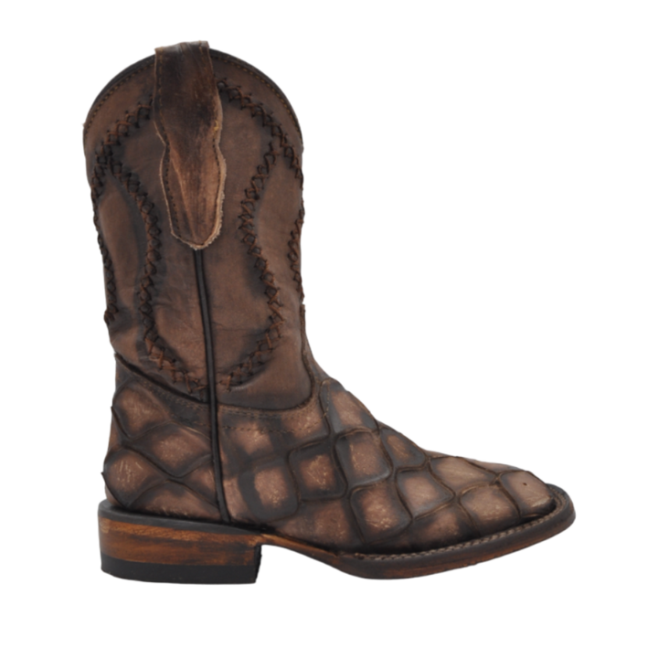 Gavel Kid's Fish Skin Print Chocolate Boot