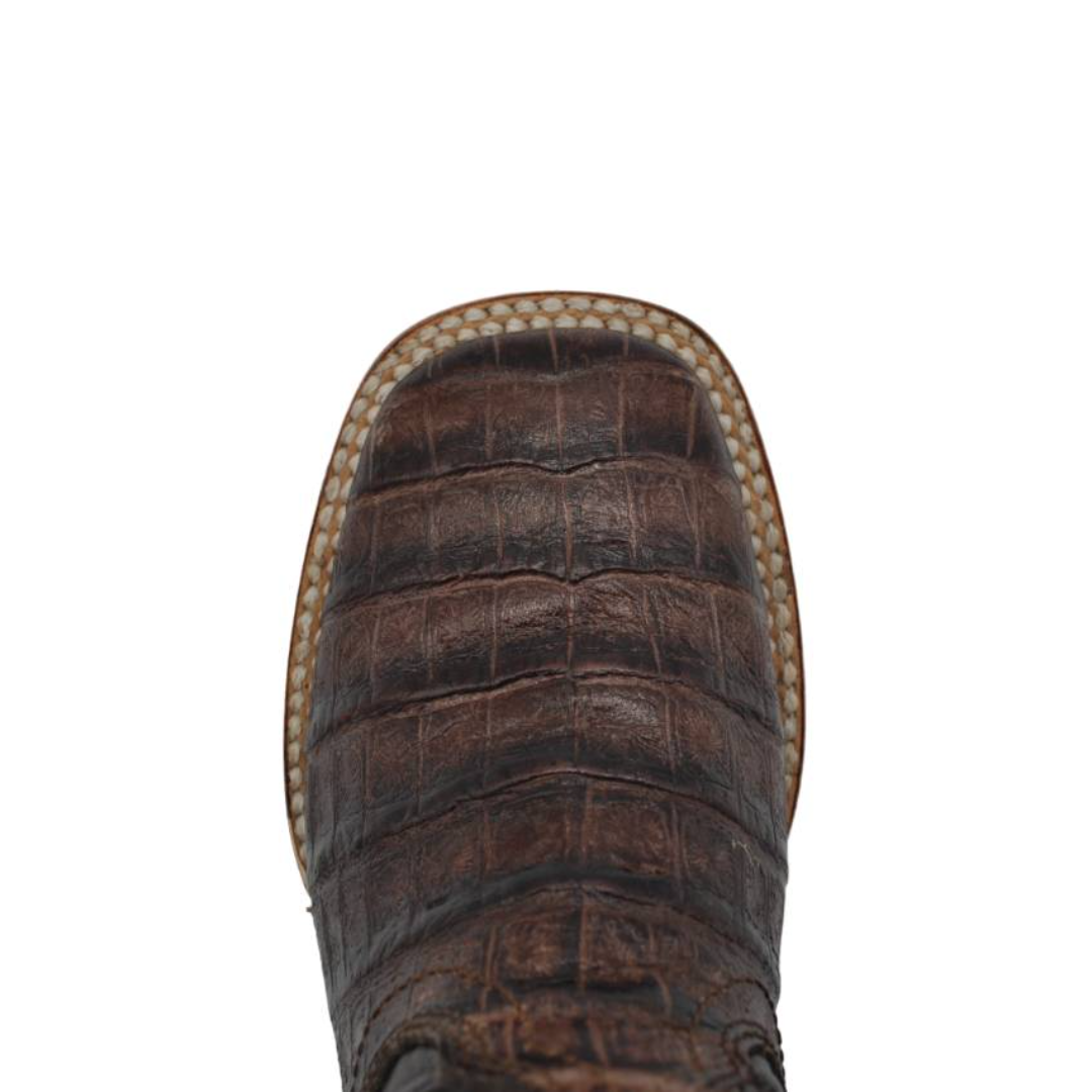 Gavel Kid's Caiman Belly Print Dark Brown Boot