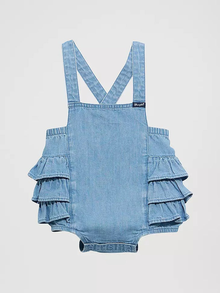 Wrangler Baby Girl Denim Onesie- Denim Blue