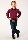 Roper Boys Long Sleeve Solid Snap Shirt - Wine