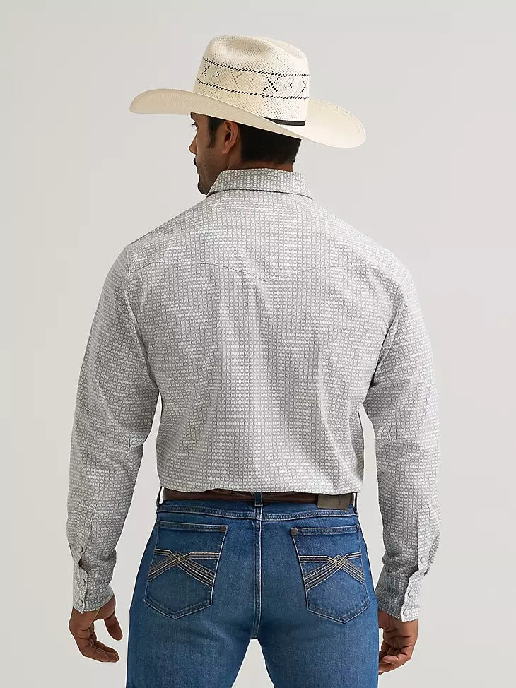 Wrangler Men's 20X Competition Long Sleeve Two Pocket Western Snap Shirt - Grey Diamond