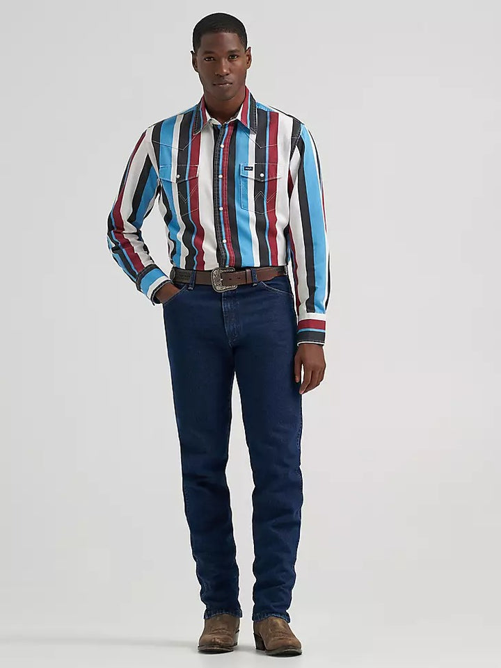 Wrangler Men's Vintage-Inspired Brushpopper Western Snap Workshirt - Blue Raspberry