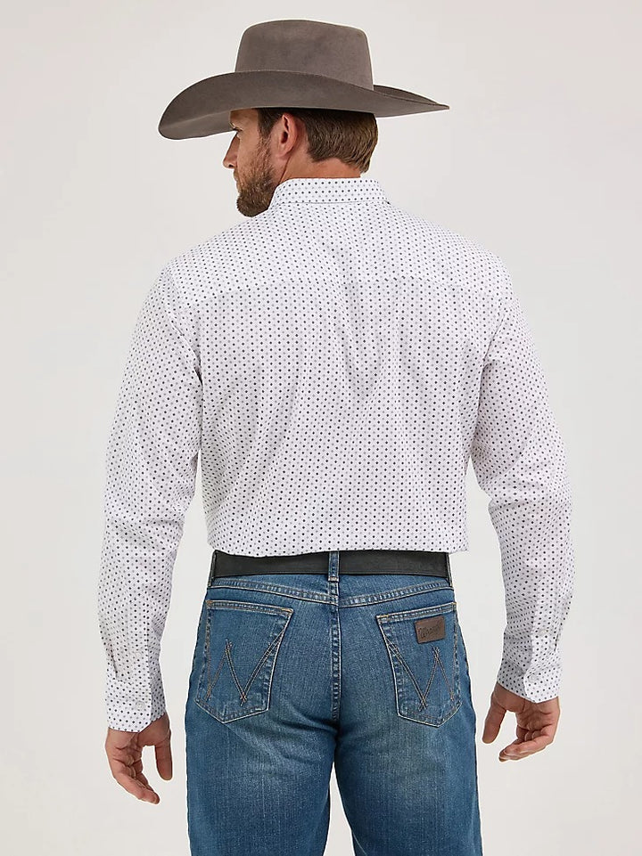 Wrangler Men's Cody Johnson Button Down Long Sleeve Shirt - Grey Diamonds