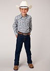 Roper Boys Long Sleeve Performance Print Snap Shirt -  Vintage Paisley