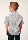 Roper Boys Short Sleeve Print Snap Shirt - Floral Blue Print