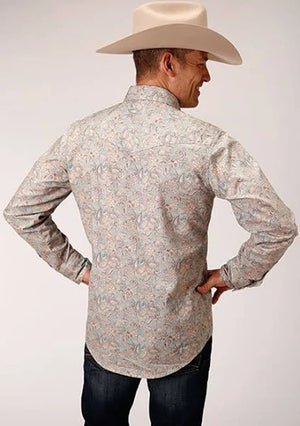 Roper Men's Performance Y/D Print Dot Paisley Long Snap Shirt