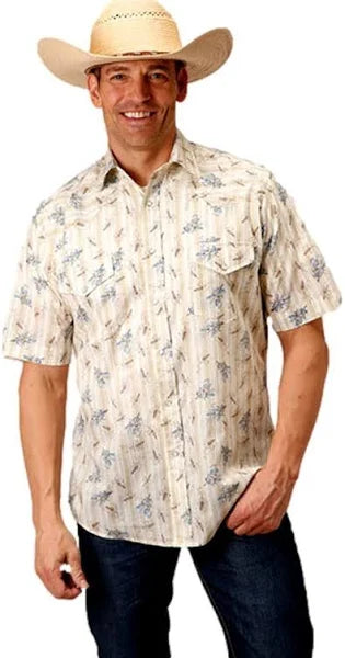 Roper Men's 1625 Print Vintage Short Snap Shirt