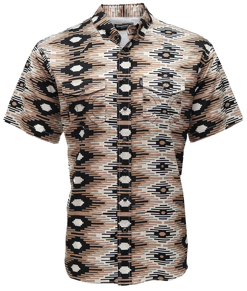 Hooey Men's Sol Short Sleeve Pearl Snap Shirt Brown-Black Aztec
